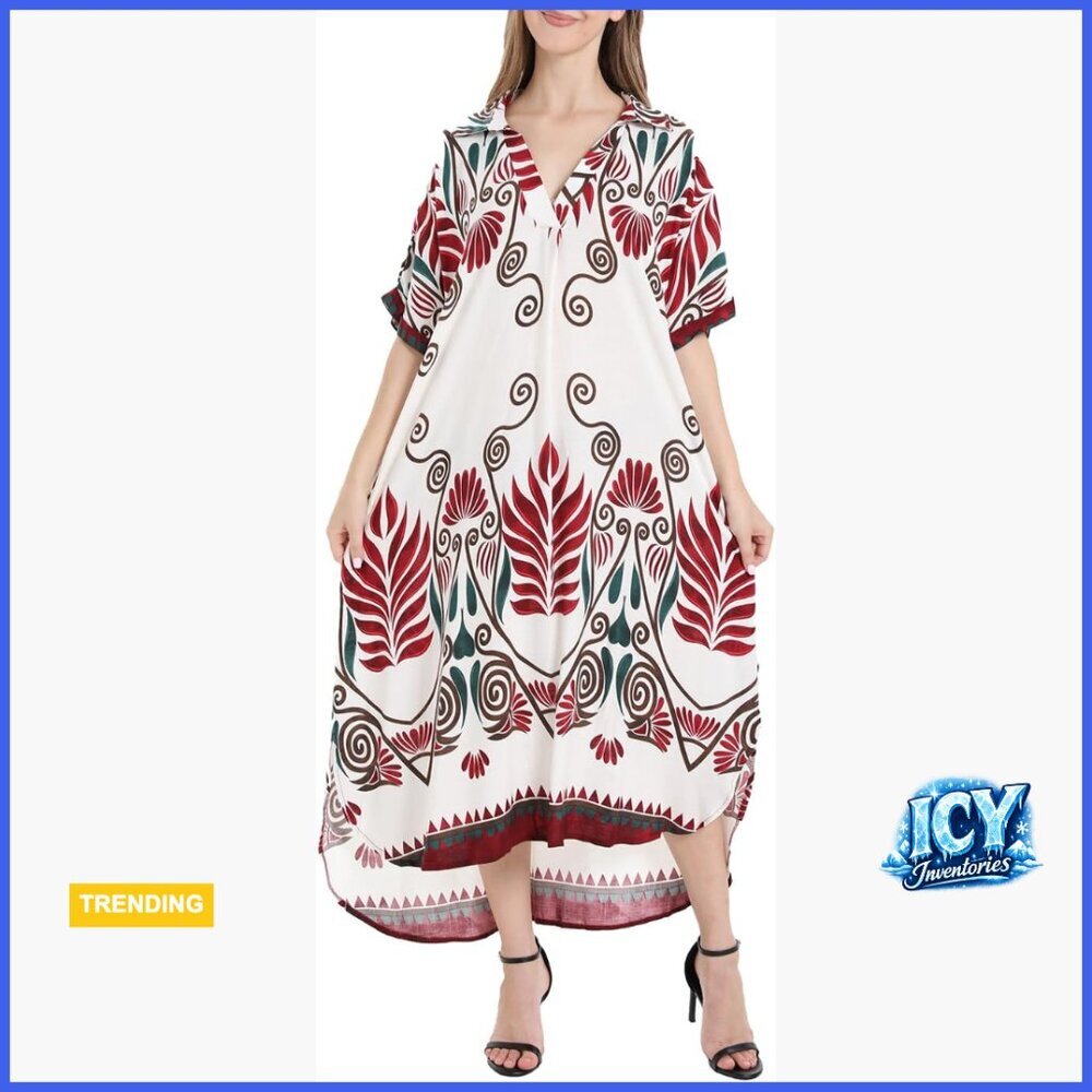 Plus Size Viscose Maxi Dress with Pockets A-Line Casual